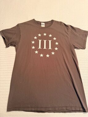 Gray Three Percenter Graphic Crew Neck T-Shirt with 13 Star Ring